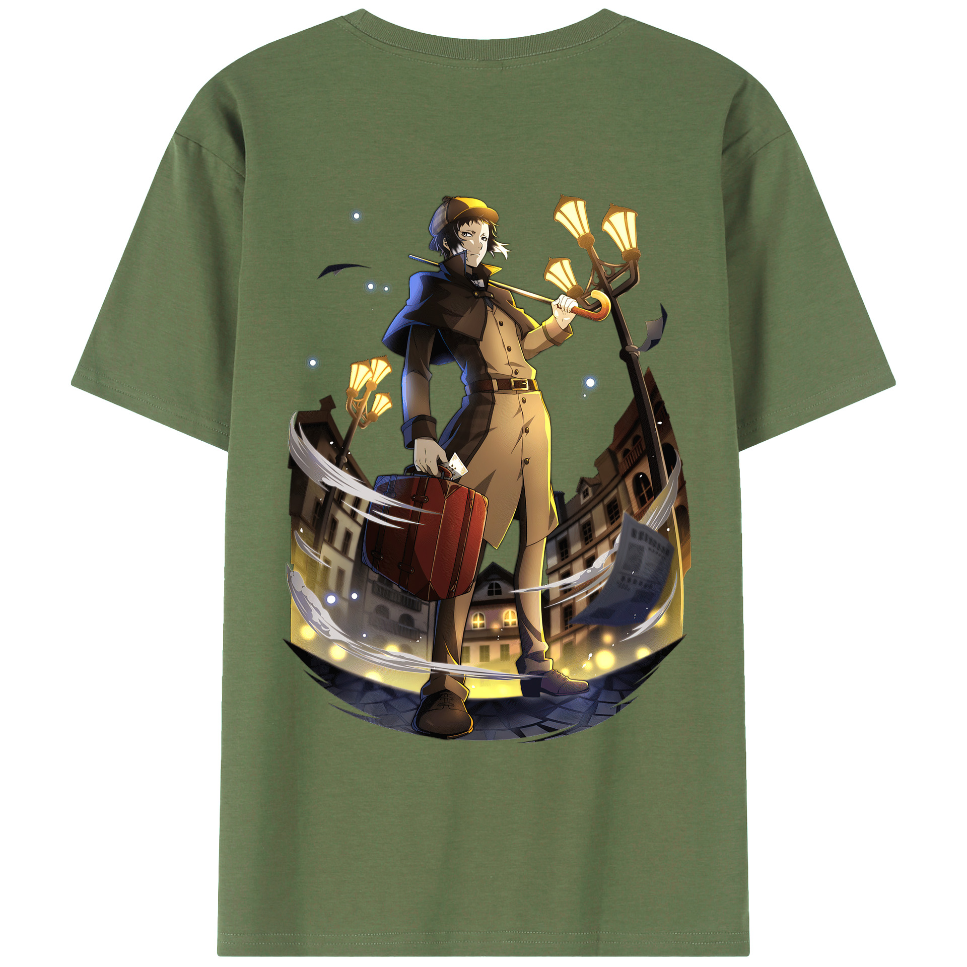 （画像用） 文豪ストレイドッグス Bungo Stray Dogs 綿100％ メンズ半袖Tシャツ（バックプリント） 通気性